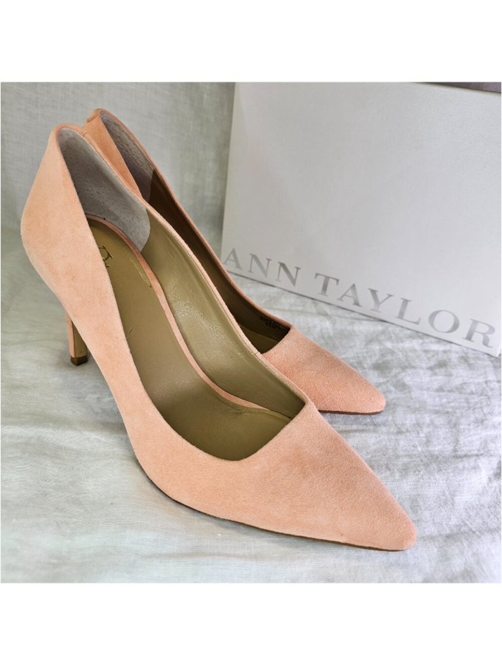 Ann Taylor Kylie 3.75” Heel Suede Scarpin Stiletto Pump 8.5 Blush Blooming Rose
